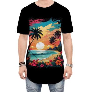 Imagem de Camiseta Longline Praia Paradisíaca Vintage 4 - Kasubeck Store®, GG