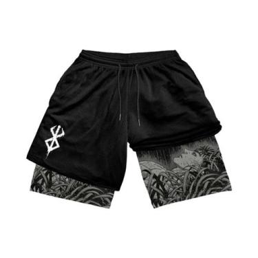 Imagem de Shorts Masculinos De Corrida Com Secagem Rápida E Bolsos, 2 Em 1, Para