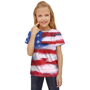 Imagem de Dia da Independência para crianças de 4 de julho camisetas impressas em 3D meninos meninas novidade macacão curto bebê menina (vermelho, 3-4 anos)