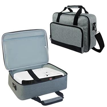 Imagem de Estojo de transporte para projetor Doksmeria, bolsa para projetor com bolsos de armazenamento de acessórios e alças ajustáveis, bolsa de transporte portátil compatível com Epson BenQ ViewSonic