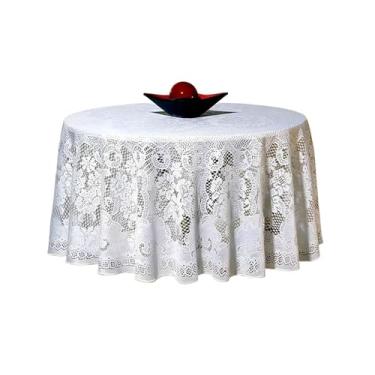 Imagem de Toalha de Mesa Redonda Renda Jacquard 1,8m 6 lugares Beija Flor