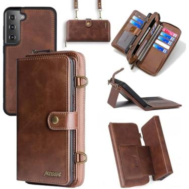 Imagem de Capa carteira compatível com Samsung Galaxy S22 Plus 5G, alça de ombro transversal, suporte multifuncional, 2 em 1, capa magnética destacável para celular Gaxaly S22+5G Galaxies S22plus 22S + S 22 22+