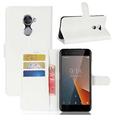 Imagem de Capa Vodafone smart V8, capa carteira flip de couro PU premium com compartimento para cartão, suporte e fecho magnético [capa interior à prova de choque de TPU] Compatível com Vodafone smart V8
