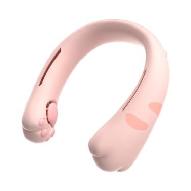 Imagem de Waillynice Mini ventilador de resfriamento de pescoço 2400 mAh ventilador portátil 360° Surroud vento mudo ventilador USB recarregável usável faixa de pescoço ventilador para uso ao ar livre (rosa)