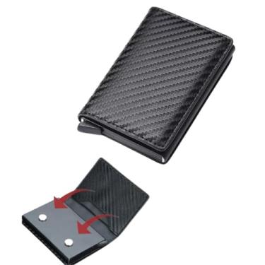 Imagem de Carteira Com Fecho Magnetico Imã Slim Magica Fibra De Carbano Porta Cartão Dinheiro Masculina Rfid Antifurto Automatica Pop Up Flysea