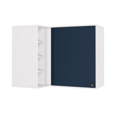 Imagem de Armário Aéreo De Canto Reto Celeste Kappesberg 100% Mdf 1 Porta 4 Nichos Branco/azul 98cm