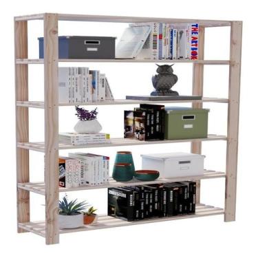 Imagem de Estante Prateleiras Madeira Decorativa Livreiro Promo  Envio Rápido - 