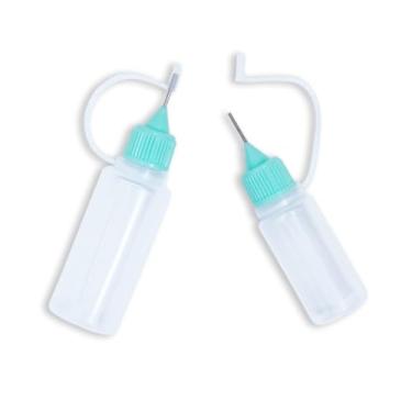 Imagem de Craftelier - Kit de 2 garrafas de ponta de precisão com aplicador de metal e bico de fecho, frascos conta-gotas de agulha para aplicar colas, tintas ou pinturas, capacidade de 20 ml e 10 ml