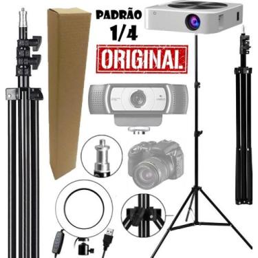 Imagem de Tripé Grande 2 Metros Pedestal Para Câmera Webcam Celular Projetor Luz