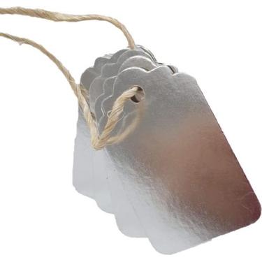 Imagem de Tag com cordão 6x4 cm 100 unidades - LLV Embalagens, Cinza claro