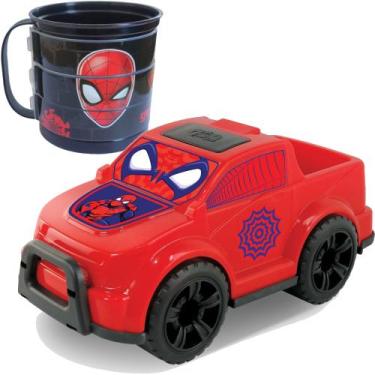 Imagem de Copo Caneca Divertida Homem Aranha 360ml Carrinho Infantil - Plasutil