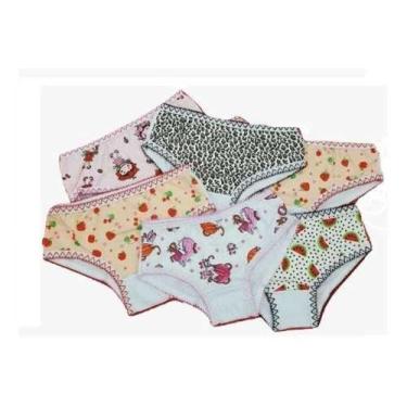 Imagem de Kit 06 Calcinhas Menina Infantil De Algodão Lateral Larga - Dani linge