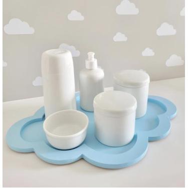 Imagem de Kit Higiene Bebê K067 Moderno Porcelanas Bandeja Nuvem Mini Térmica 25
