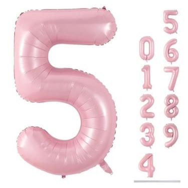 Imagem de Balão Metalizado Lingqiang Rosa Claro Nº 5 (40cm) - Decoração de Festa