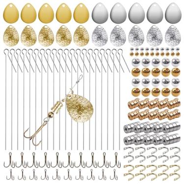 Imagem de Kit de fabricação de iscas de pesca, suprimentos para fabricação de iscas giratórias, lâmina giratória, peças acessórias, eixo, giro, ganchos, colher, contas de pesca, faça você mesmo, kit de iscas de