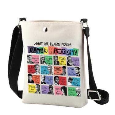 Imagem de CMNIM Blacks History Month Gift What We Learn from Black History Bolsa tiracolo Lives Matter Gift Blacks Power Shoulder Bag, 25412 Preto H C