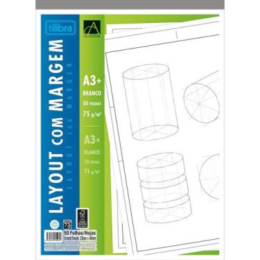 Imagem de Caderno Colado Layout A3 Branco com Margem Académie 50 Folhas - Academ