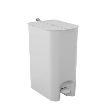 Imagem de Lixeira Com Pedal Borboleta Dupla 20l (10+10) Cinza Com Alça Chumbo Coza