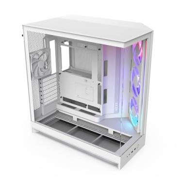 Imagem de NZXT H9 Flow RGB (2025) – Caixa de PC com fluxo de ar de torre média ATX de câmara dupla grande – Inclui 1 unidade de ventilador RGB de 420 mm e 1 ventilador de 120 mm – Suporte de radiador de 420 mm
