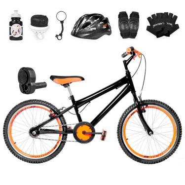 Imagem de Bicicleta Infantil Aro 20 Aero + Kit Premium Preta E Laranja