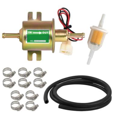 Imagem de PWR FEVER Kit de bomba de transferência de combustível elétrico universal Upgrad compatível com todos os carros, barcos, caminhões, cortadores de grama, carburadores e geradores, bomba de combustível elétrica 3-6PSI + 2 metros/6,56 pés de combustível de identificação de 5/16 polegadas