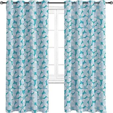 Imagem de Cortinas blackout turquesa para quarto - Cortinas de escurecimento de ambiente com isolamento térmico com ilhós para sala de estar, três camadas trançadas anel de redução de ruído cortina de sombra, L