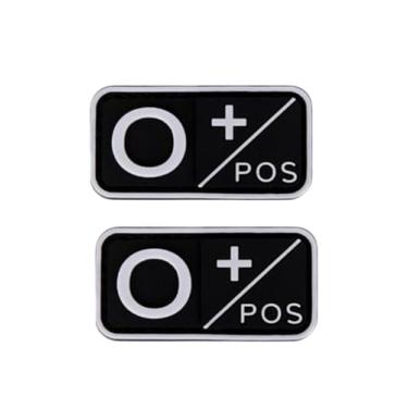 Imagem de Ruoming 2 peças externas 3D PVC borracha macia tipo sanguíneo médico, crachá de gancho de resgate, emblema de moral, acessório DIY (branco O+)