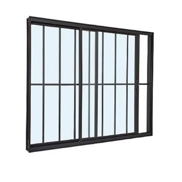 Imagem de Janela 2 Folhas Com Grade Preto 100x100 Linha 18 Esmeralda