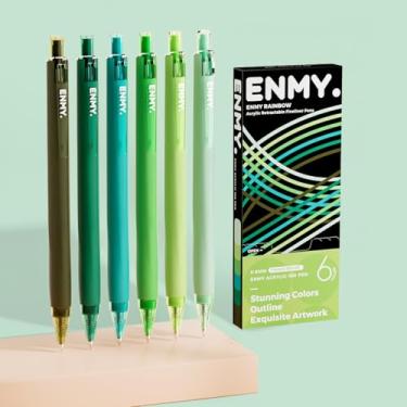 Imagem de ENMY Caneta fina de acrílico, 6 peças, cores estéticas, marcadores retráteis, ponta fina de 0,6 mm, caneta de desenho colorida para diário, esboço, anotações, canetas de arte suave para adultos e