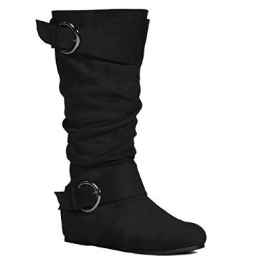 Imagem de Bota feminina RF ROOM OF FASHION de cano longo e largo com bolso na altura do joelho – Plus Size Friendly, Black Wide Calf ( 14" Shaft Height), 8.5 Wide