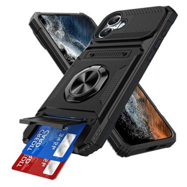 Imagem de MEMAXELUS Capa carteira para iPhone 17 de 6,3 polegadas com suporte para cartão, [loja 2 cartões] Suporte de anel de 360° Capa protetora de celular resistente à prova de choque para iPhone 17, preta