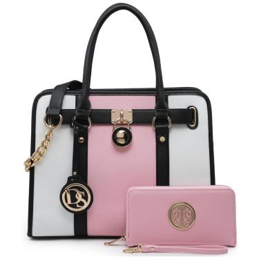 Imagem de Bolsa Feminina em Dois Tons com Alça Superior e Carteira, Branca e, DASEIN KC XL 02 7103 W PK, WT FN FBA, Rosa claro
