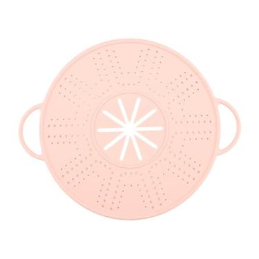Imagem de predolo Tampa de silicone antiderramamento, tela de silicone antirrespingos, multiuso, redonda, proteção contra respingos de óleo, capa antitransbordamento, Rosa