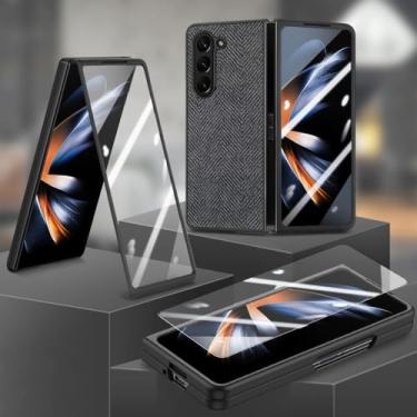 Imagem de Capa de proteção completa para Samsung Galaxy Z Fold 5 Fold4 Fold5 Fold 4 Filme de vidro Temepred, preto, para Samsung Z Fold 5