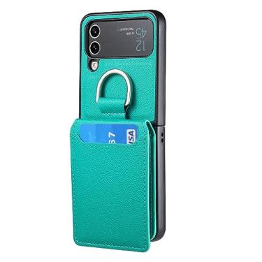 Imagem de Adequado para Samsung ZFlip5 Lychee padrão dedo anel carteira caso inserir titular do cartão hardware fivela caso do telefone, T4, Para Samsung Z Flip 5