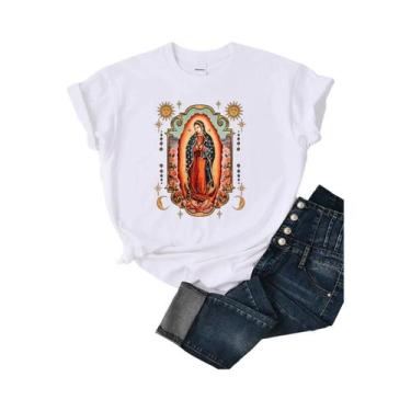 Imagem de Camiseta Casual De Verão Feminina Com Estampa De Nossa Senhora De Guad