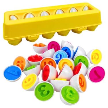 Imagem de Brinquedo Educativo jogo Encaixar cartela 12 Ovos coloridos (Numeros)