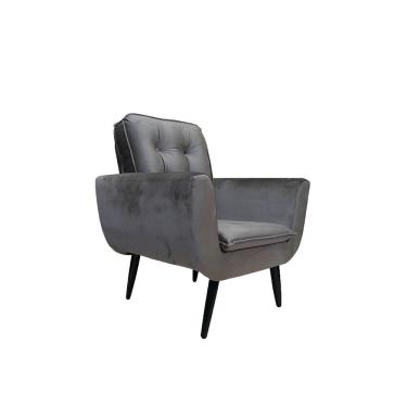 Imagem de Poltrona Saturno Para Sala De Estar Quarto Escritório Tecido Suede - Cinza Escuro - Cor: Cinza