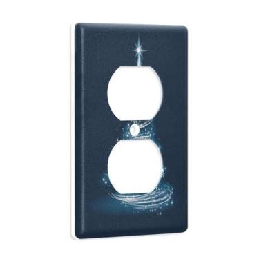 Imagem de Blueangle Placa de parede dupla para árvore de Natal branca brilhante, tamanho padrão, placas de cobertura de tomada elétrica de 1 gangue para decoração de quarto de escritório em casa, 4,53 x 2,76