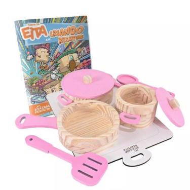 Imagem de Kit Educativo Panelinhas Educativas em Madeira Pinus Rosa - Turma Da E