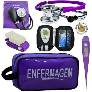 Imagem de Kit Enfermagem Esteto Com Medidor Glicose Aparelho Pressão - Love Saud