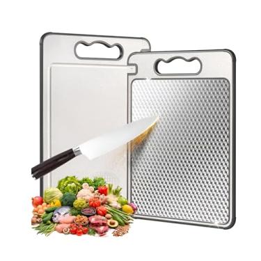 Imagem de SS BEST DEALS Tábua De Corte Aço Inoxidável, Design Malha Dupla Face Resistente A Arranhões, Tapete Para Sulcos Suco, Envoltório Silicone Antiderrapante, Lavável Na Máquina Lavar Louças