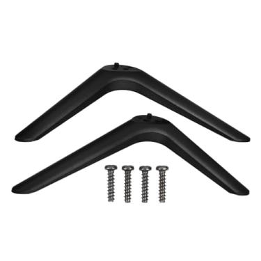 Imagem de Operitacx Base de suporte de TV universal ajustável, pernas de TV de orifício duplo para distância de furo de mesa de 16 mm