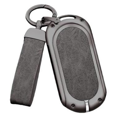 Imagem de Capa de couro para chave de metal de carro compatível com Benz S GLC EQE EQS classe chaveiro acessórios de proteção interna(Gray-Grey Set1)