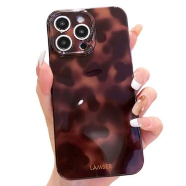 Imagem de Espumoso Compatível com capa fofa para iPhone 16 de 6,1 polegadas, capa protetora de TPU (poliuretano termoplástico) à prova de choque marrom escuro com estampa de âmbar marrom escuro para mulheres e