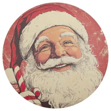 Imagem de xigua Jogo americano redondo de Natal Papai Noel, tapete de mesa redondo antiderrapante resistente ao calor, tapetes de mesa de 48 cm para decoração de cozinha, jantar e festa