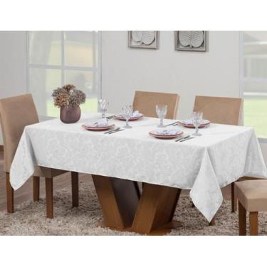Imagem de Toalha Mesa Luxo Retangular Sala Jantar Jacquard 8 Lugares 2,50m X 1,4