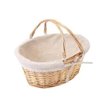 Imagem de CFGH6FDF Suporte de frutas cestas de frutas cesta de frutas tecido de vime cesta de servir comida ovo de páscoa jogo suporte para tigela de frutas