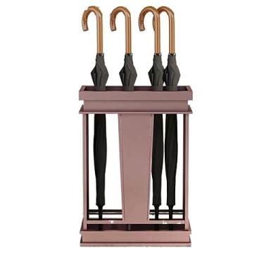 Imagem de Suporte de guarda-chuva retangular comercial para guarda-chuva, suporte de guarda-chuva, entrada de hotel, suporte de bengala, com 12 furos e bandeja de vazamento de água da chuva (aro