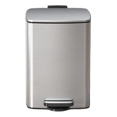 Imagem de Lixeira de aço inoxidável escovado de 20/30 litros, lixeira de pedal quadrado com tampa e baldes internos, lata de lixo com degrau de aço mãos livres para cesta de lixo de escritório doméstico (prata